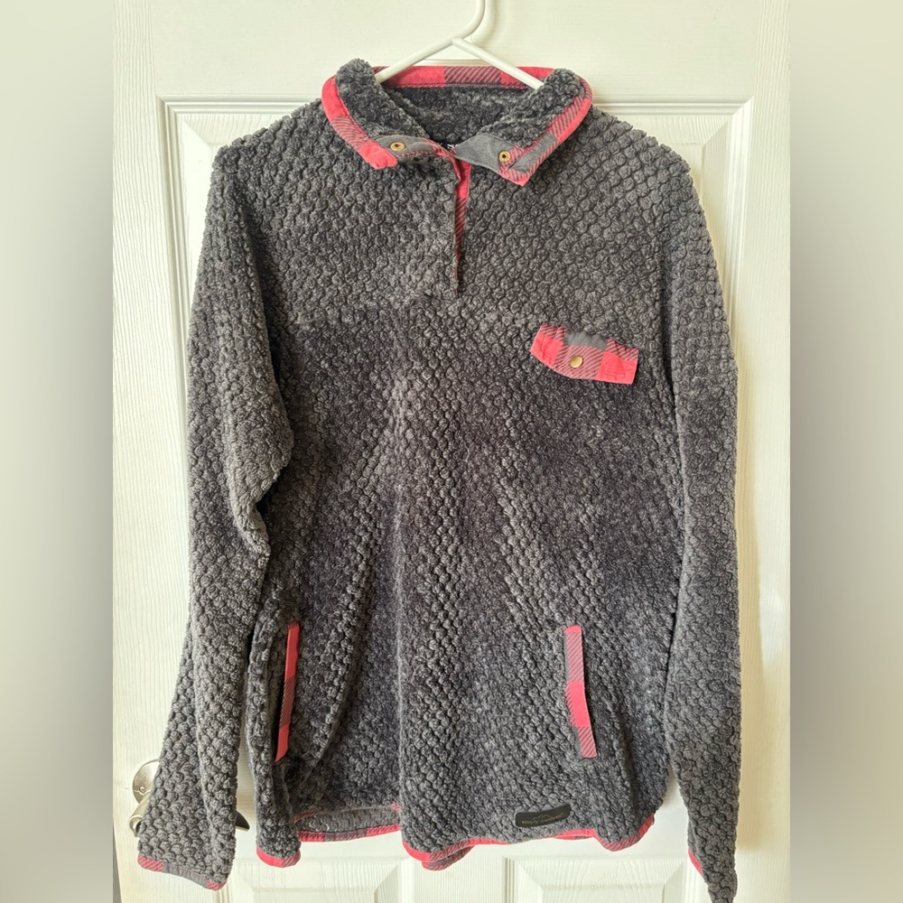 Simply Southern Dark Gray Textured Fleece Pullover‎